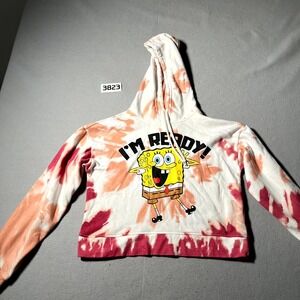 Nickelodeon SpongeBob SquarePants Hoodie Womens Medium I'm Ready Tie Dye Fleece